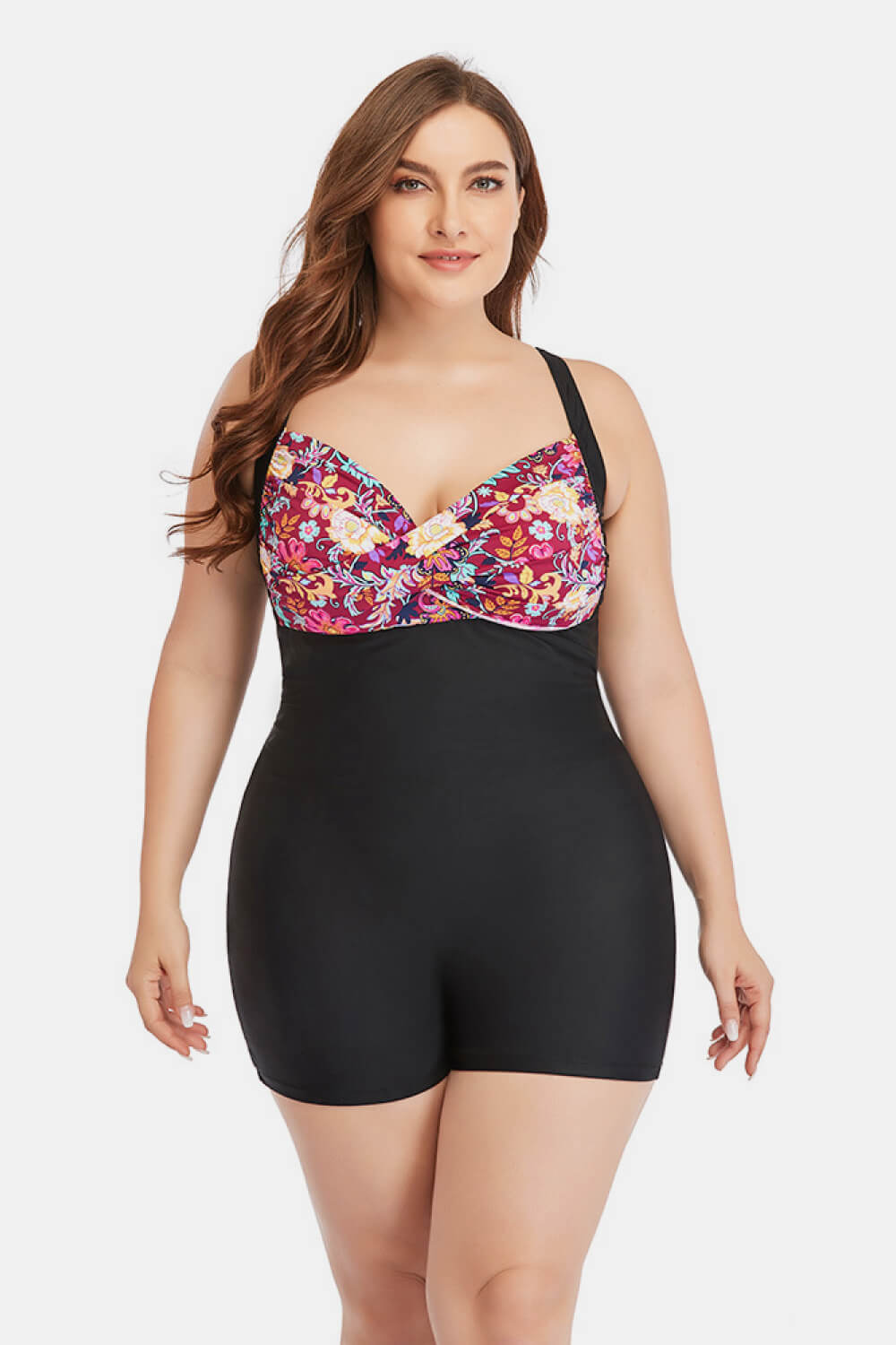 Plus Size Two-Tone One-Piece Swimsuit - Madikfashions.com