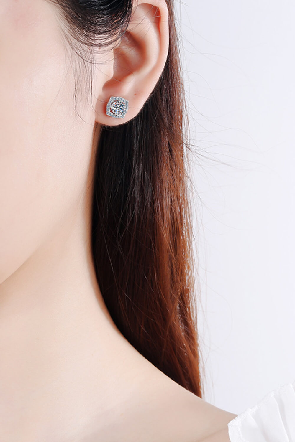 1 Carat Moissanite Geometric Stud Earrings Trendsi