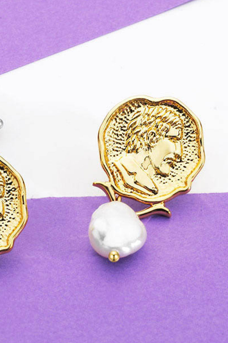 Gold-Plated Pearl Drop Earrings Trendsi