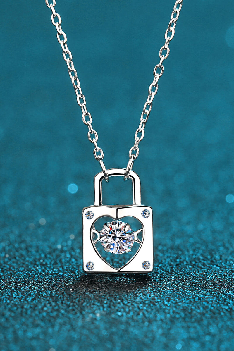 Moissanite Lock Pendant Necklace Trendsi