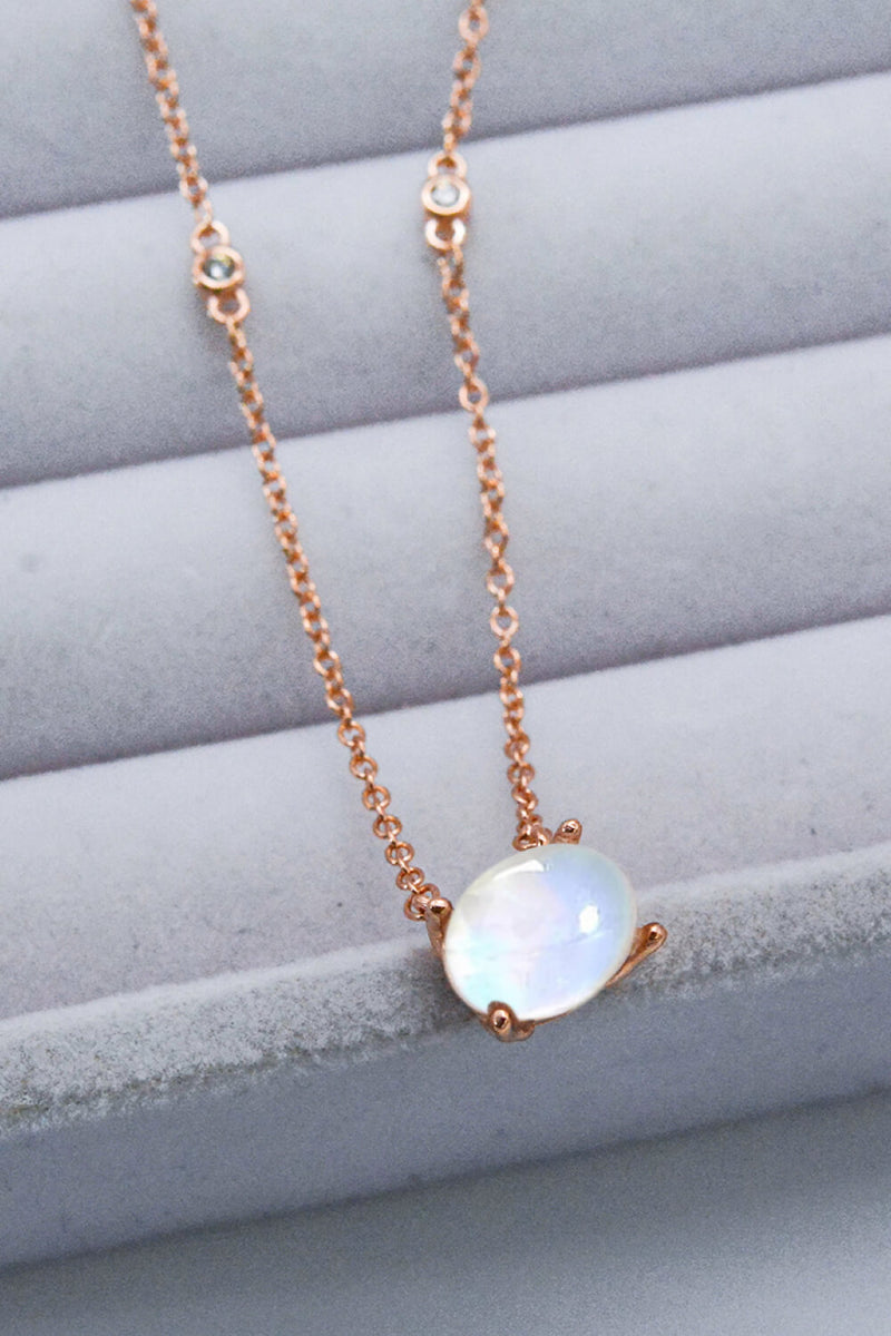 Geometric Moonstone Pendant Necklace Trendsi