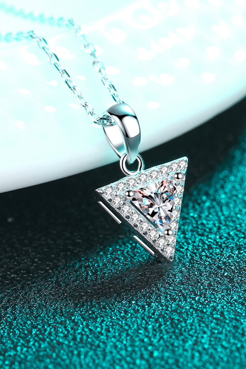 925 Sterling Silver Triangle Moissanite Pendant Necklace Trendsi