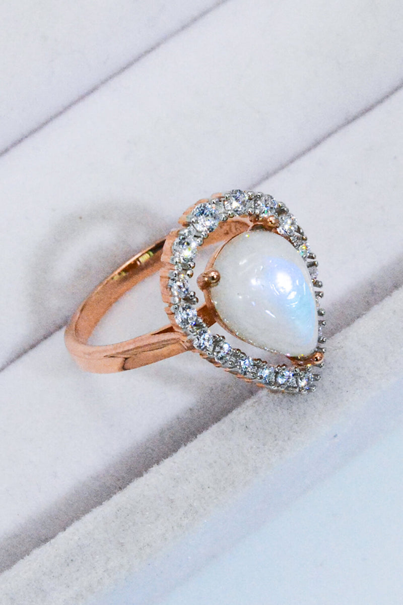 Moonstone Teardrop-Shaped 925 Sterling Silver Ring Trendsi