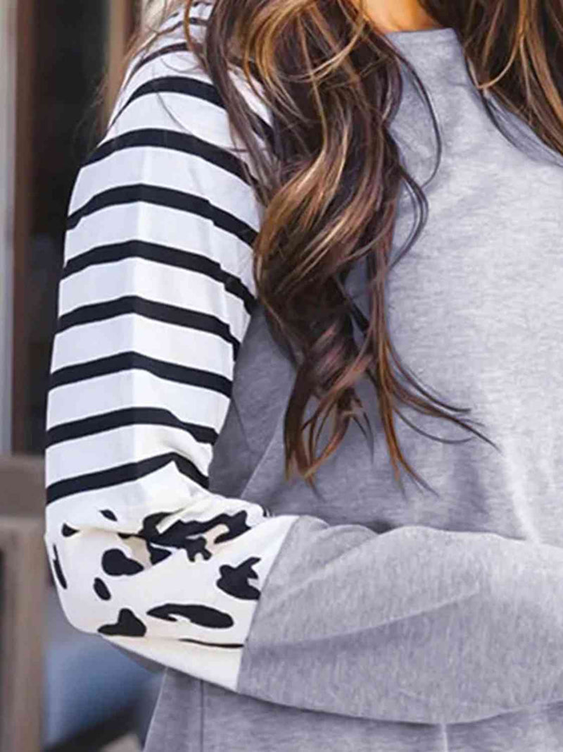 Printed Round Neck Long Sleeve T-Shirt