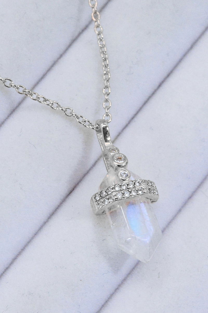 925 Sterling Silver Moonstone Pendant Necklace Trendsi