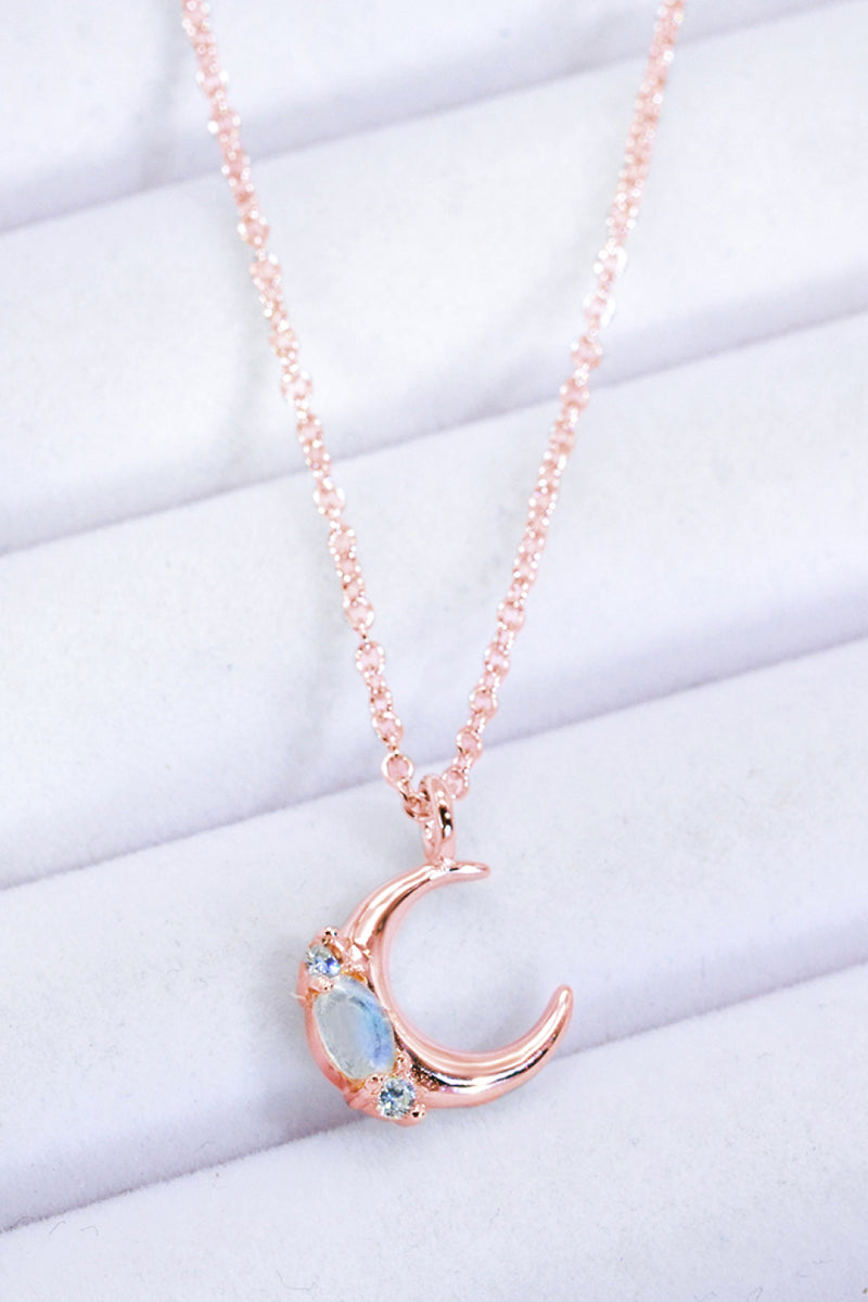 Natural Moonstone Moon Pendant Necklace Trendsi