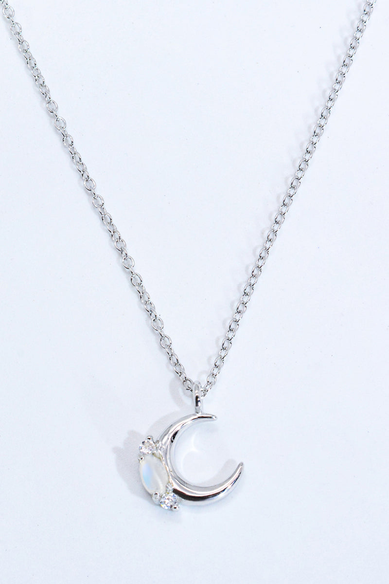 Natural Moonstone Moon Pendant Necklace Trendsi