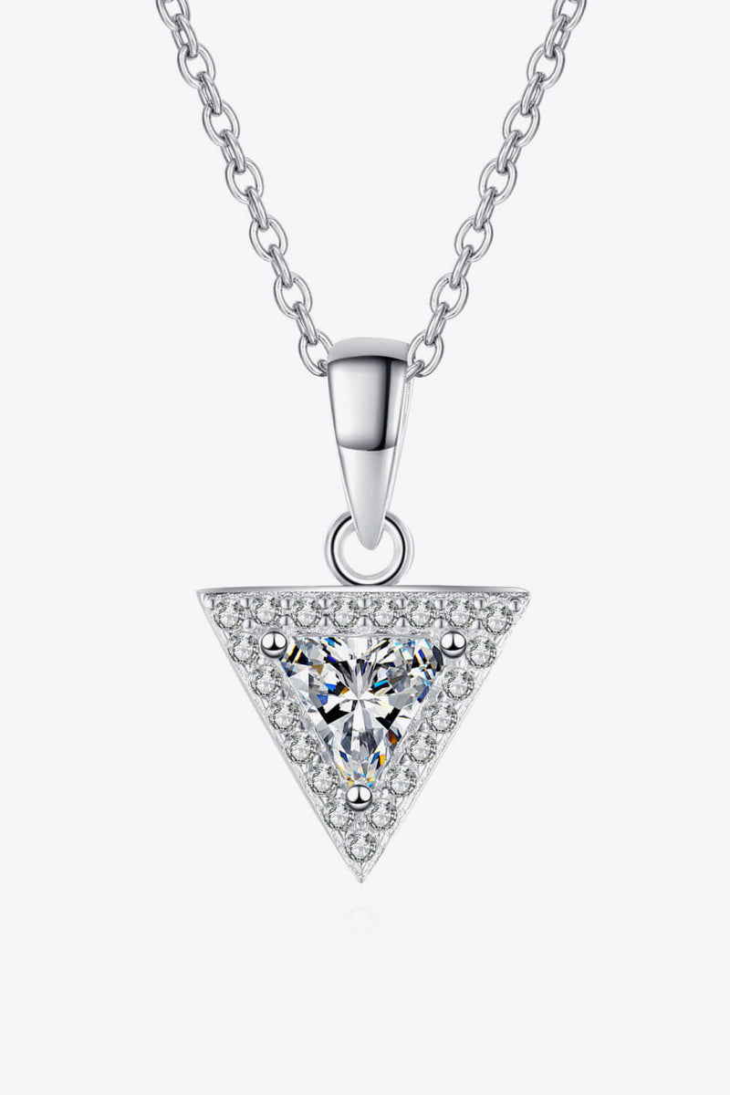 925 Sterling Silver Triangle Moissanite Pendant Necklace Trendsi