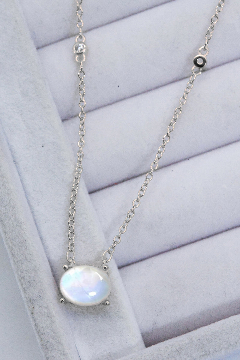 Geometric Moonstone Pendant Necklace Trendsi