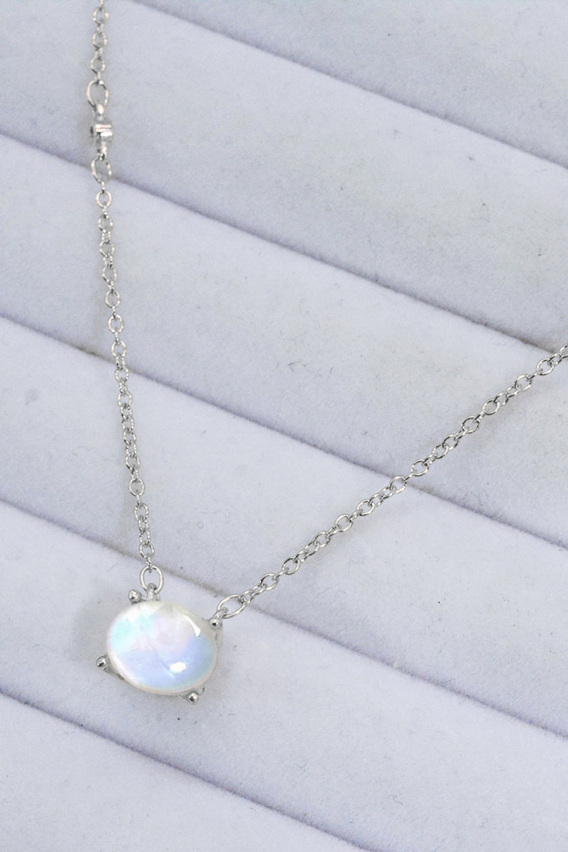 Geometric Moonstone Pendant Necklace Trendsi