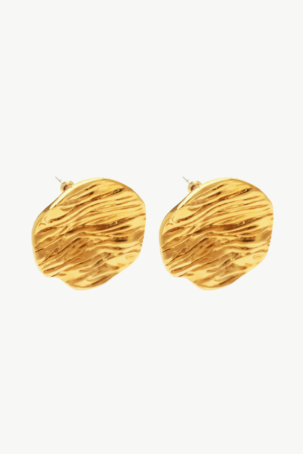 18K Gold-Plated Textured Stud Earrings Trendsi