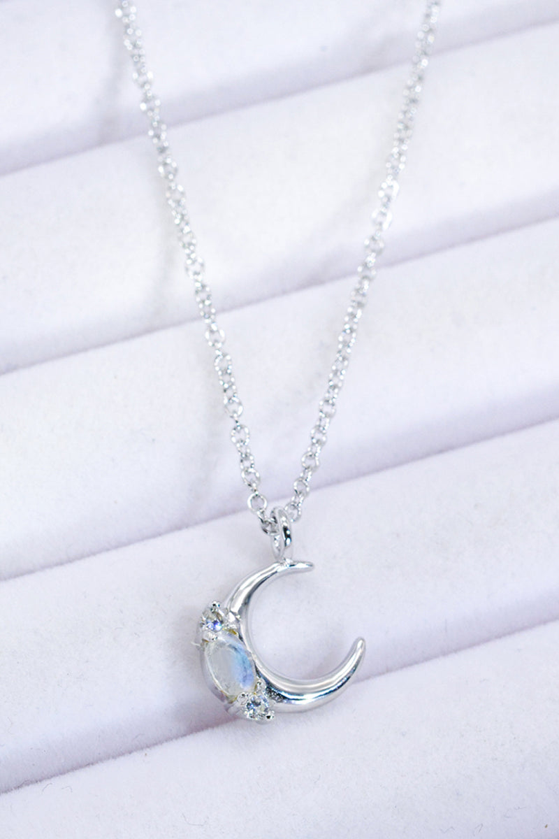 Natural Moonstone Moon Pendant Necklace Trendsi