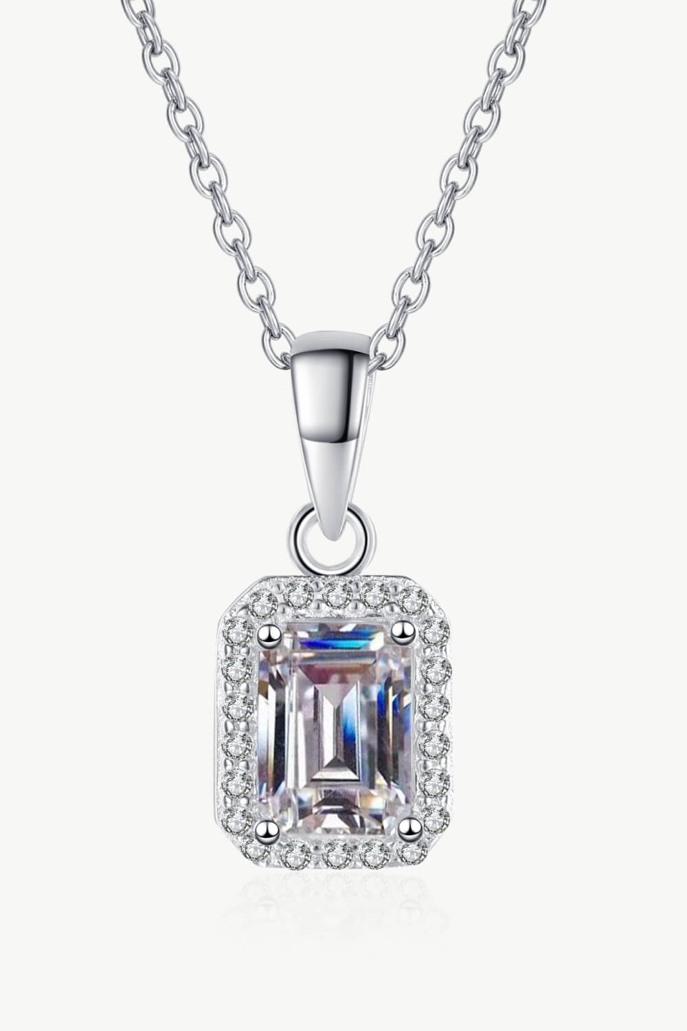 Square Moissanite Pendant Chain Necklace Trendsi