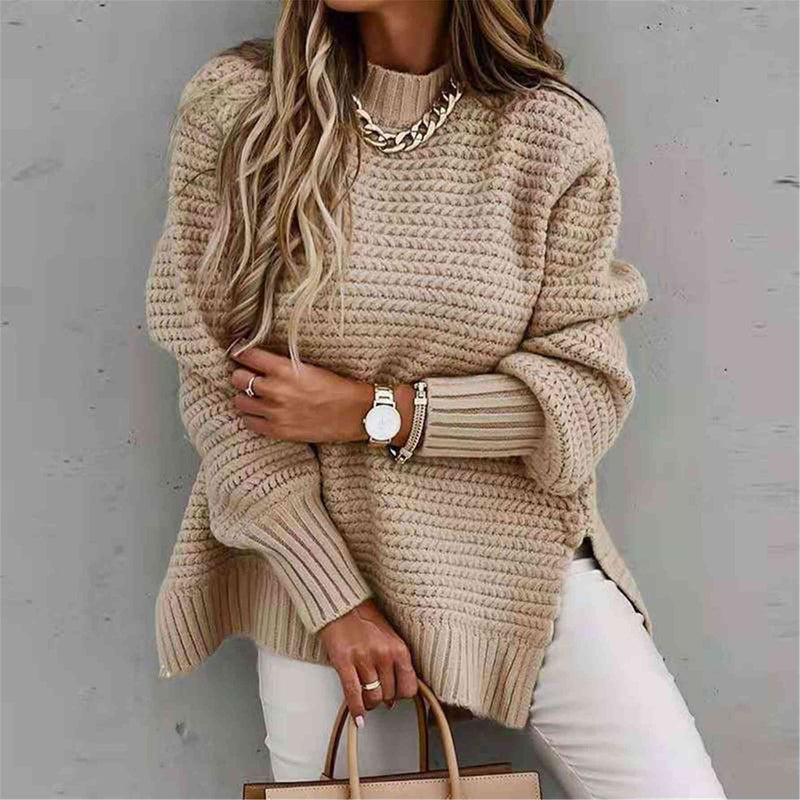 Round Neck Slit Sweater