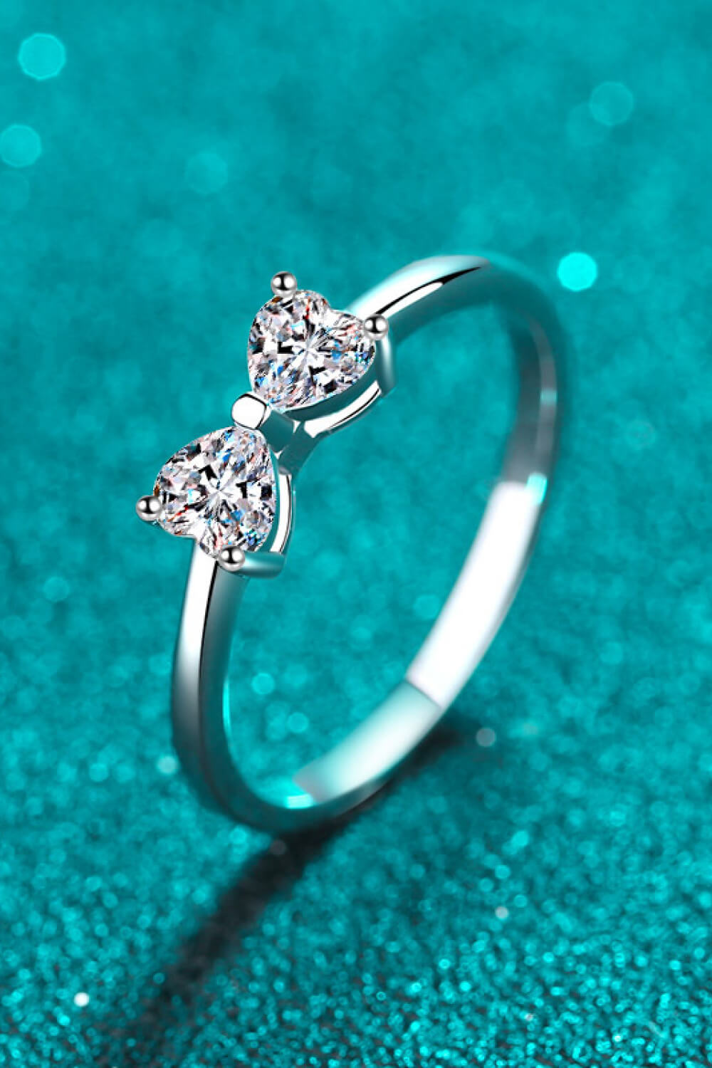 Moissanite Bow Rhodium-Plated Ring Trendsi