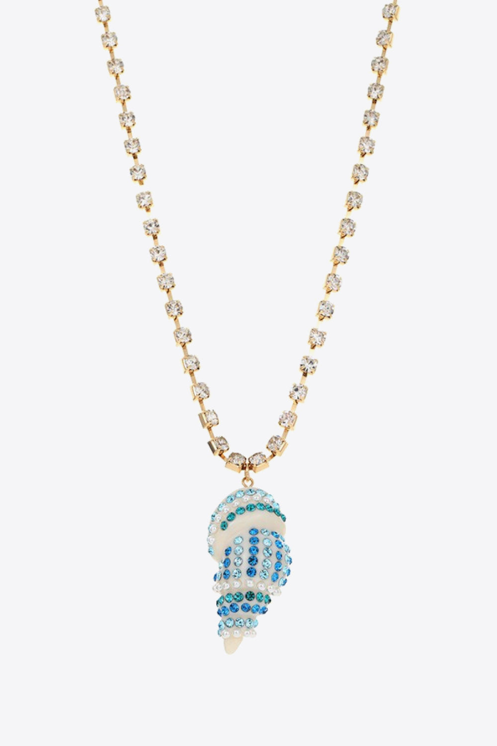 Conch Pendant Rhinestone Necklace Trendsi