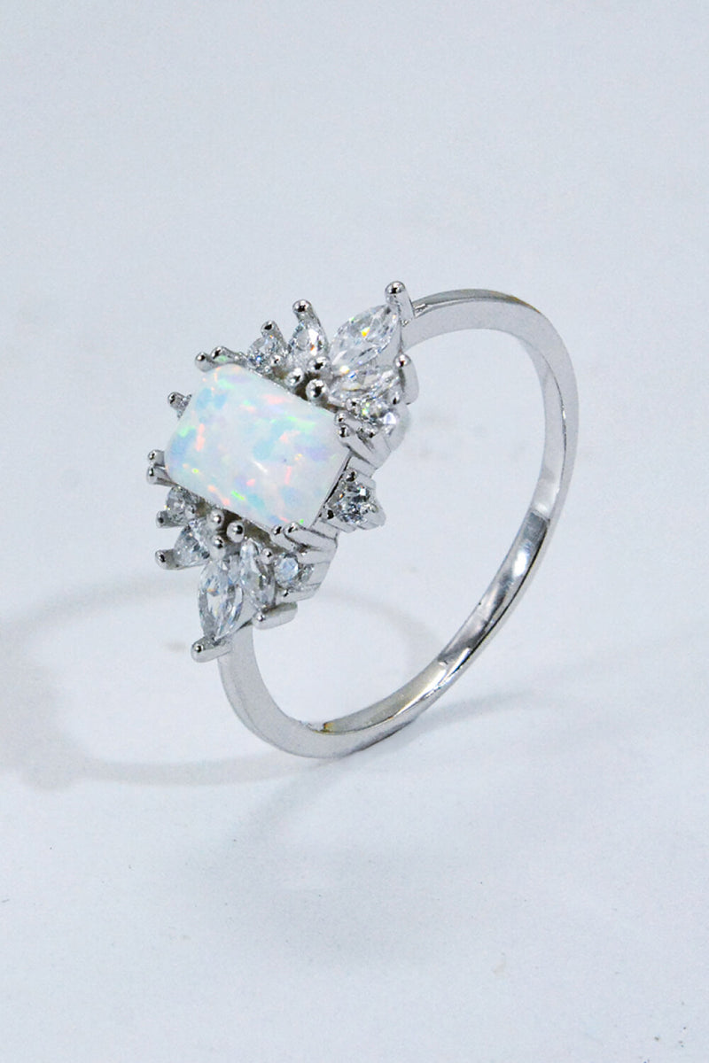 925 Sterling Silver Zircon and Opal Ring Trendsi