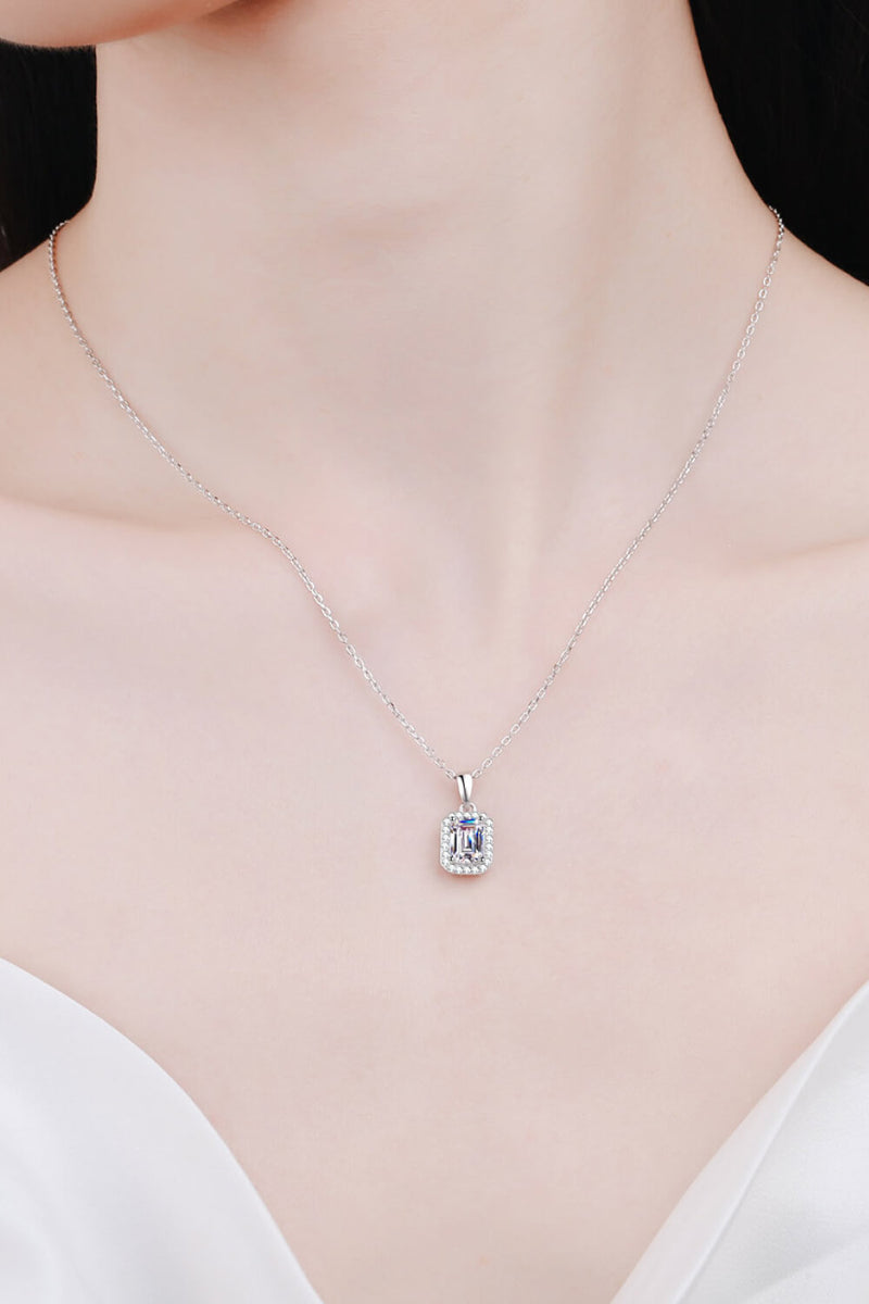 Square Moissanite Pendant Chain Necklace Trendsi