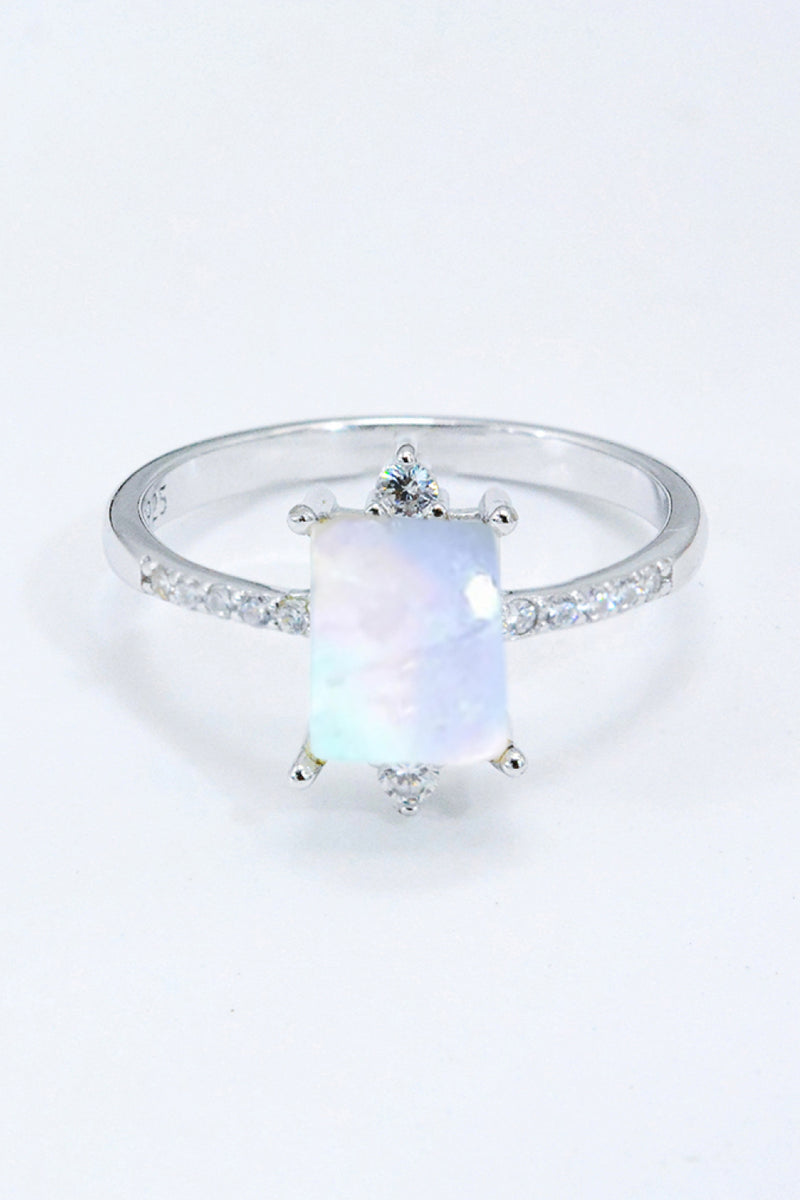 925 Sterling Silver Square Moonstone Ring Trendsi