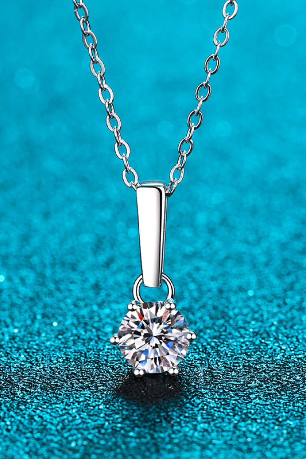 1 Carat Moissanite 925 Sterling Silver Chain-Link Necklace Trendsi