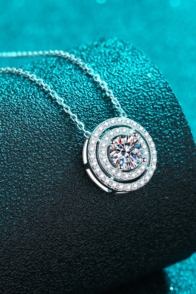 Moissanite Round Pendant Rhodium-Plated Necklace Trendsi