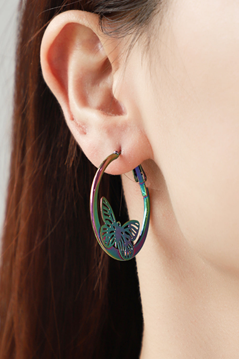 Multicolored Butterfly Huggie Earrings Trendsi