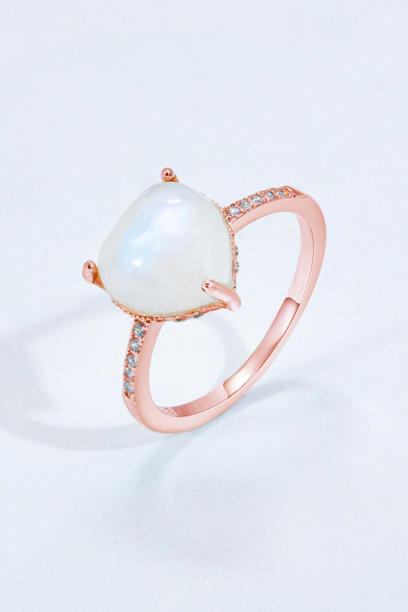 Heart-Shaped Natural Moonstone Ring Trendsi