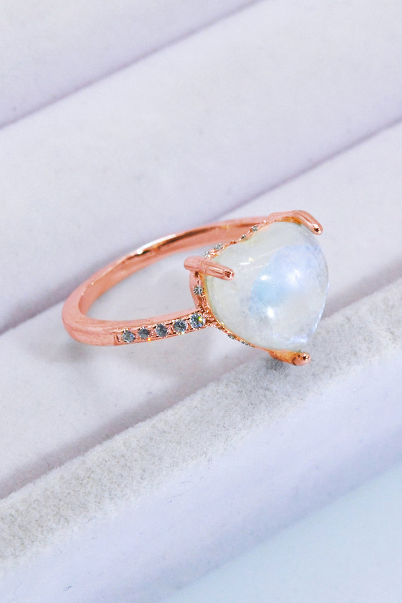 Heart-Shaped Natural Moonstone Ring Trendsi