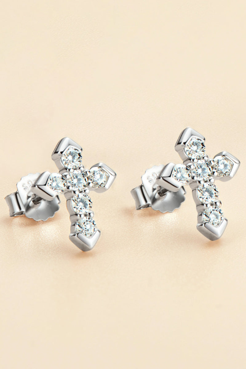 Moissanite Cross Stud Earrings Trendsi