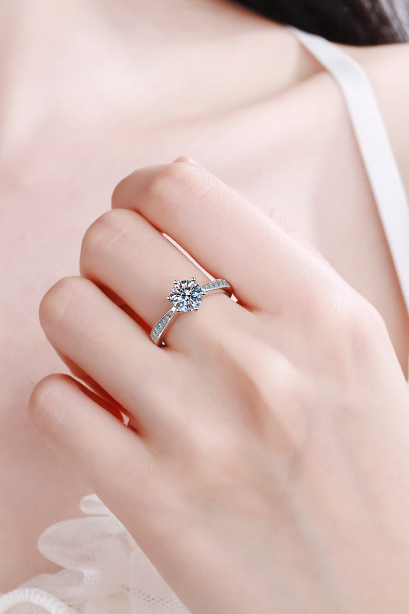 925 Sterling Silver Moissanite Adjustable Ring Trendsi