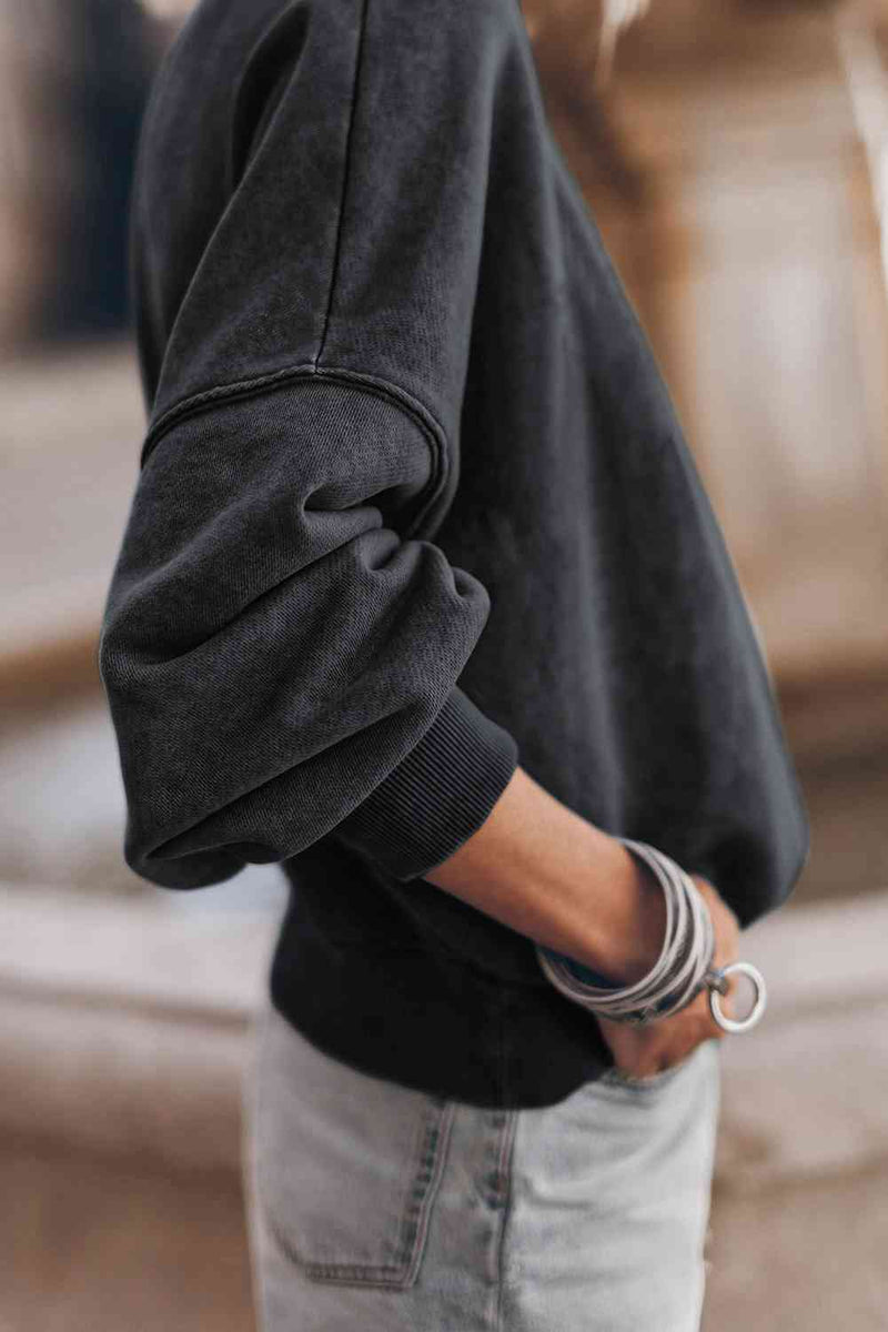 Round Neck Dropped Shoulder Sweatshirt