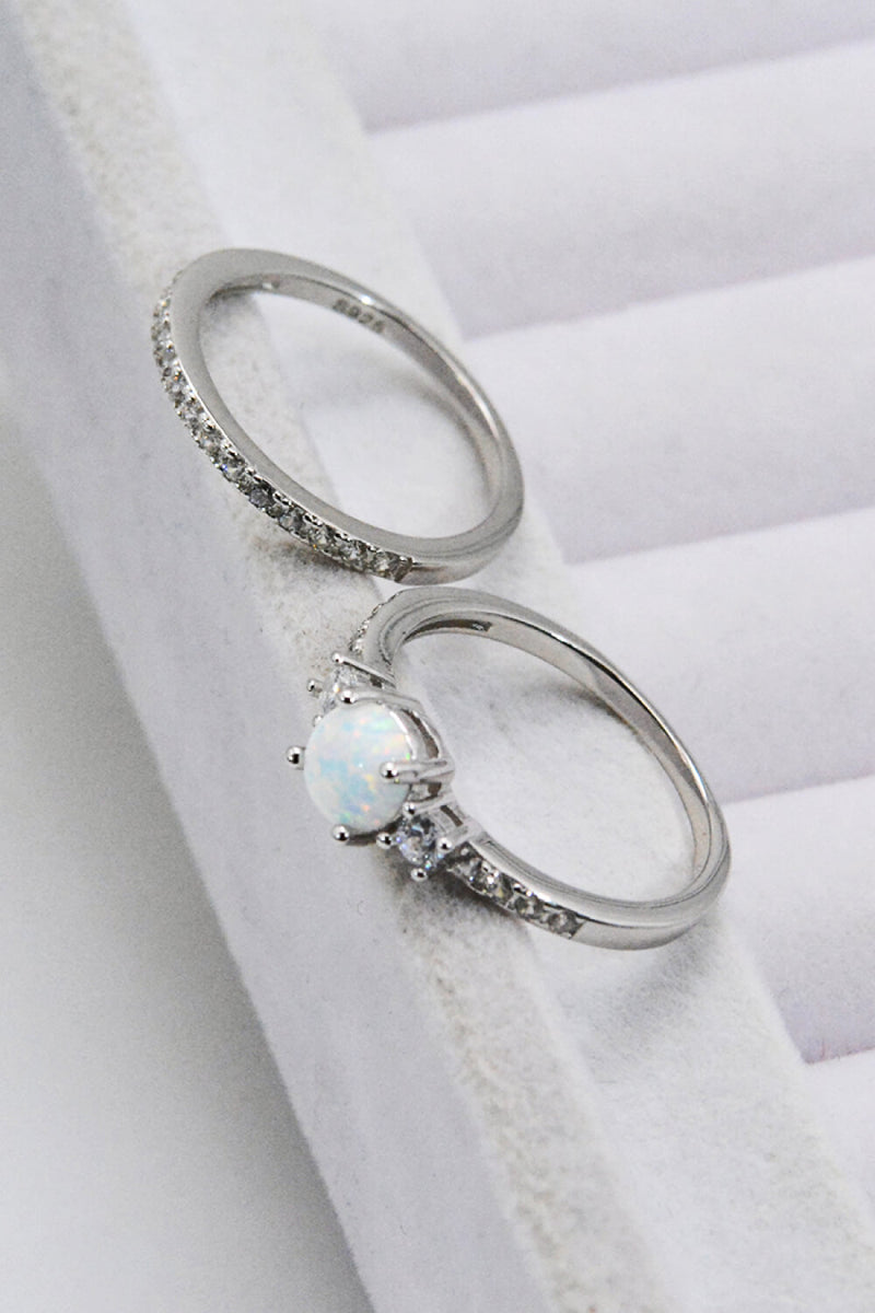 925 Sterling Silver Opal Split Shank Ring Trendsi