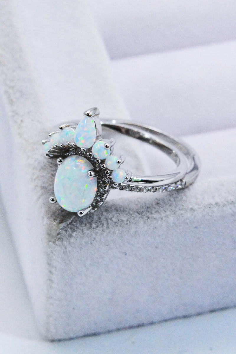 925 Sterling Silver Opal Ring Trendsi