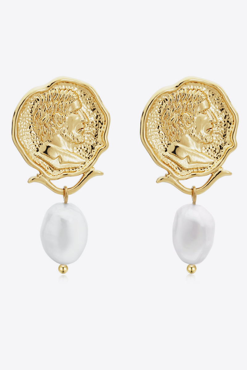 Gold-Plated Pearl Drop Earrings Trendsi