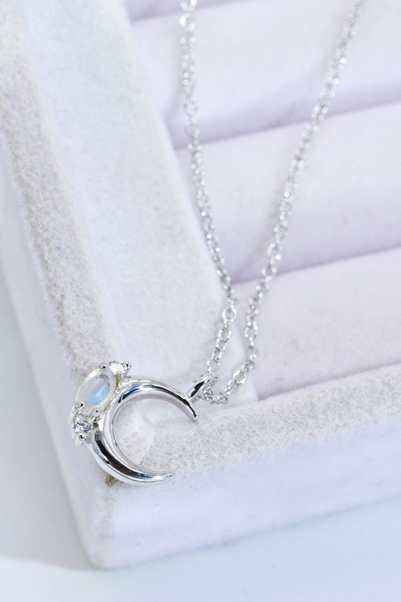 Natural Moonstone Moon Pendant Necklace Trendsi