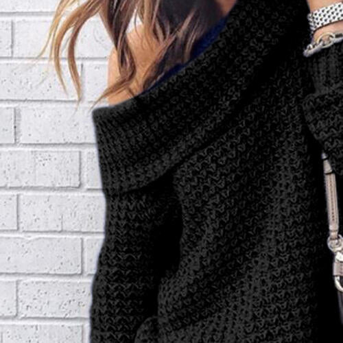 Openwork Off-Shoulder Sweater