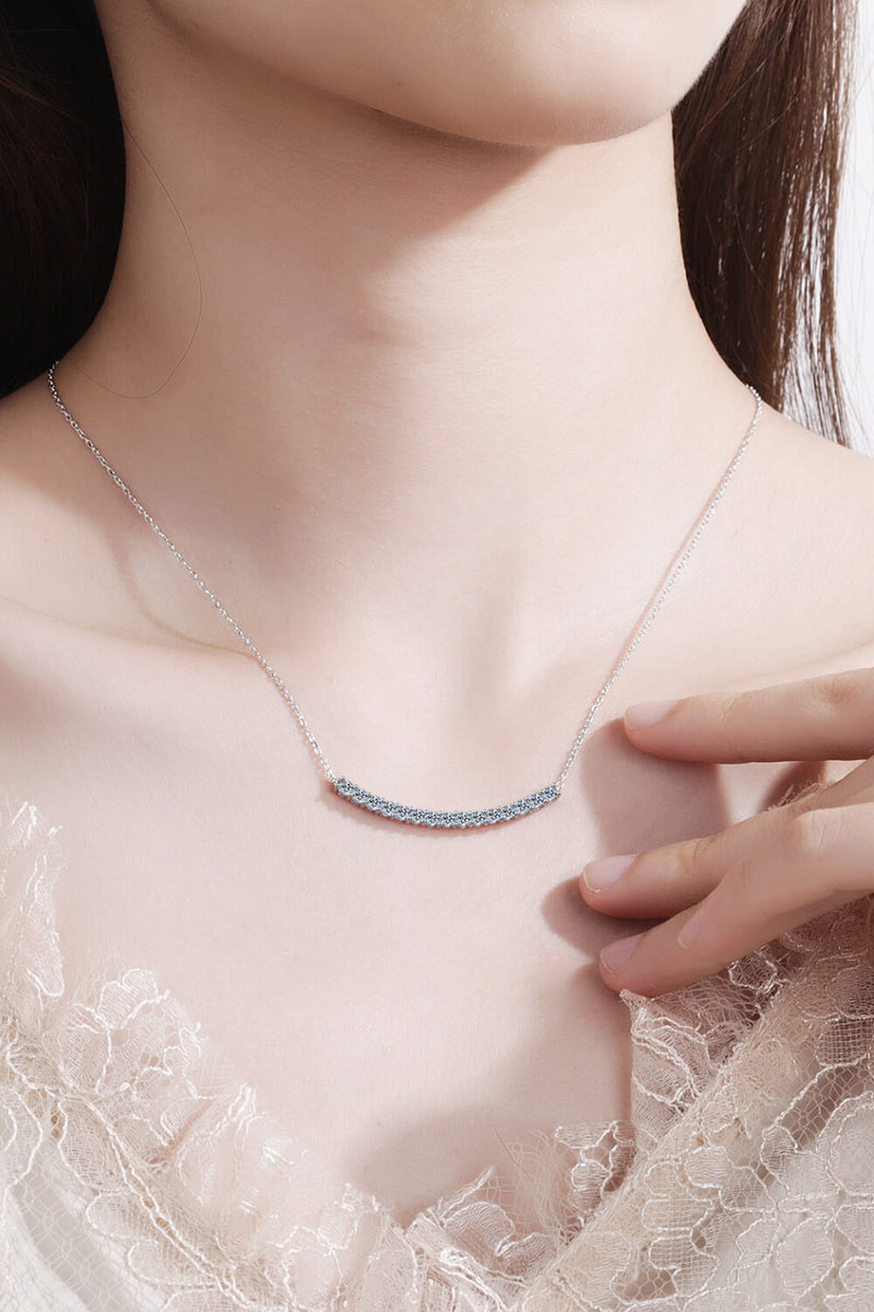 Sterling Silver Curved Bar Necklace Trendsi