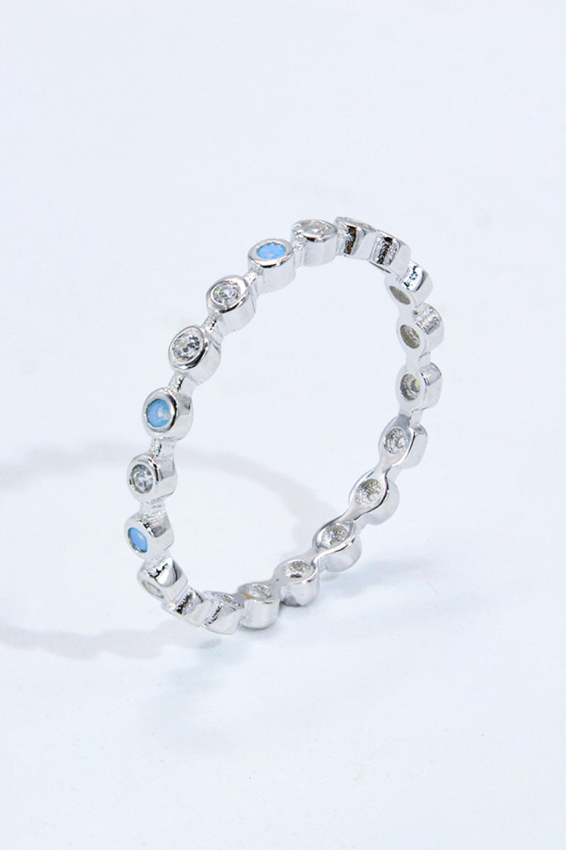 925 Sterling Silver Zircon and Natural Moonstone Ring Trendsi