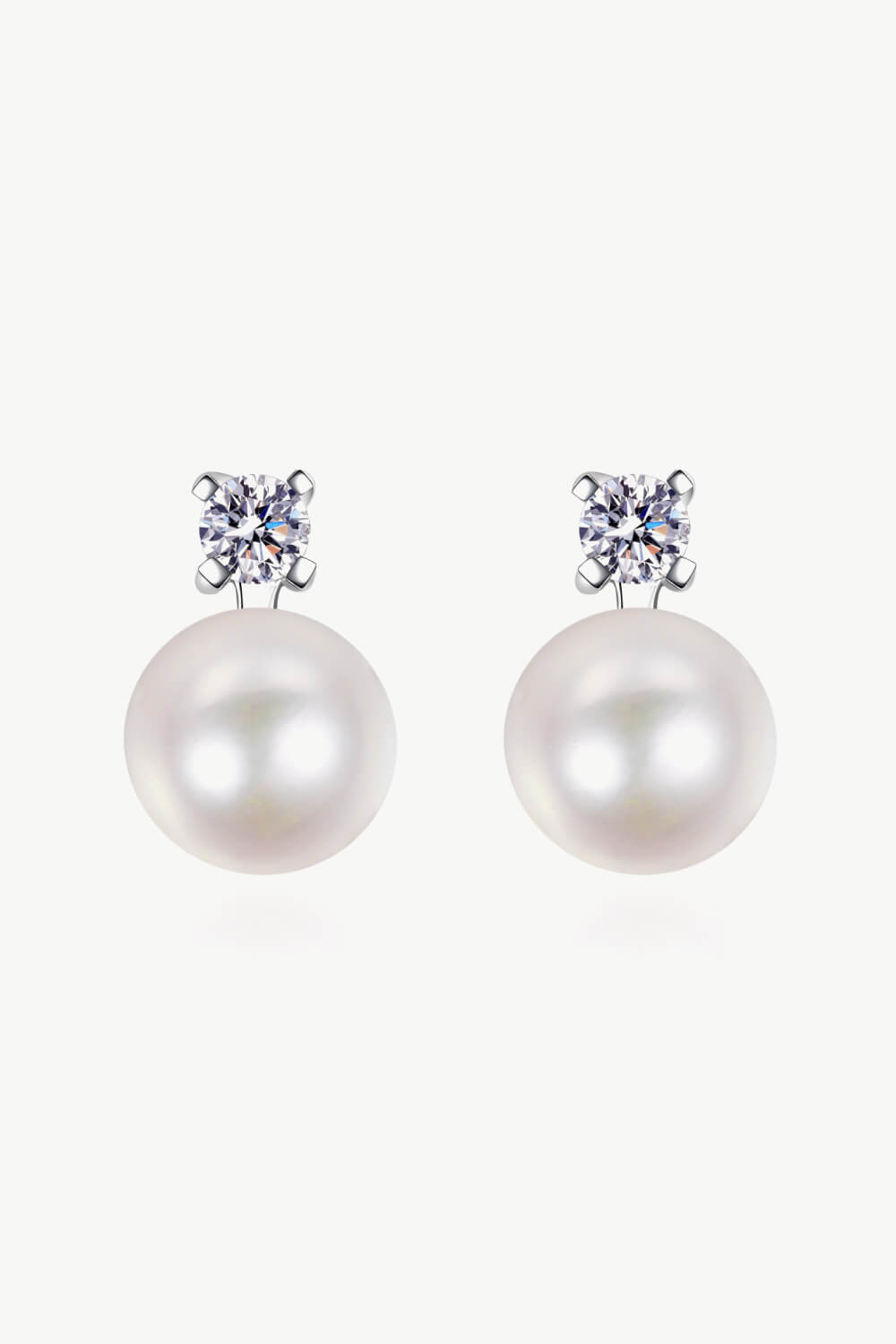 Moissanite Pearl Stud Earrings Trendsi