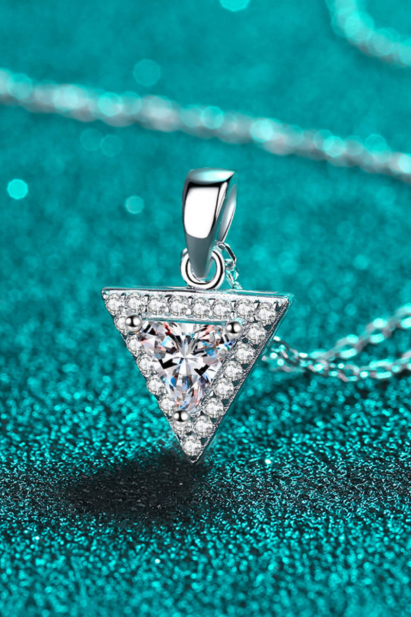 925 Sterling Silver Triangle Moissanite Pendant Necklace Trendsi