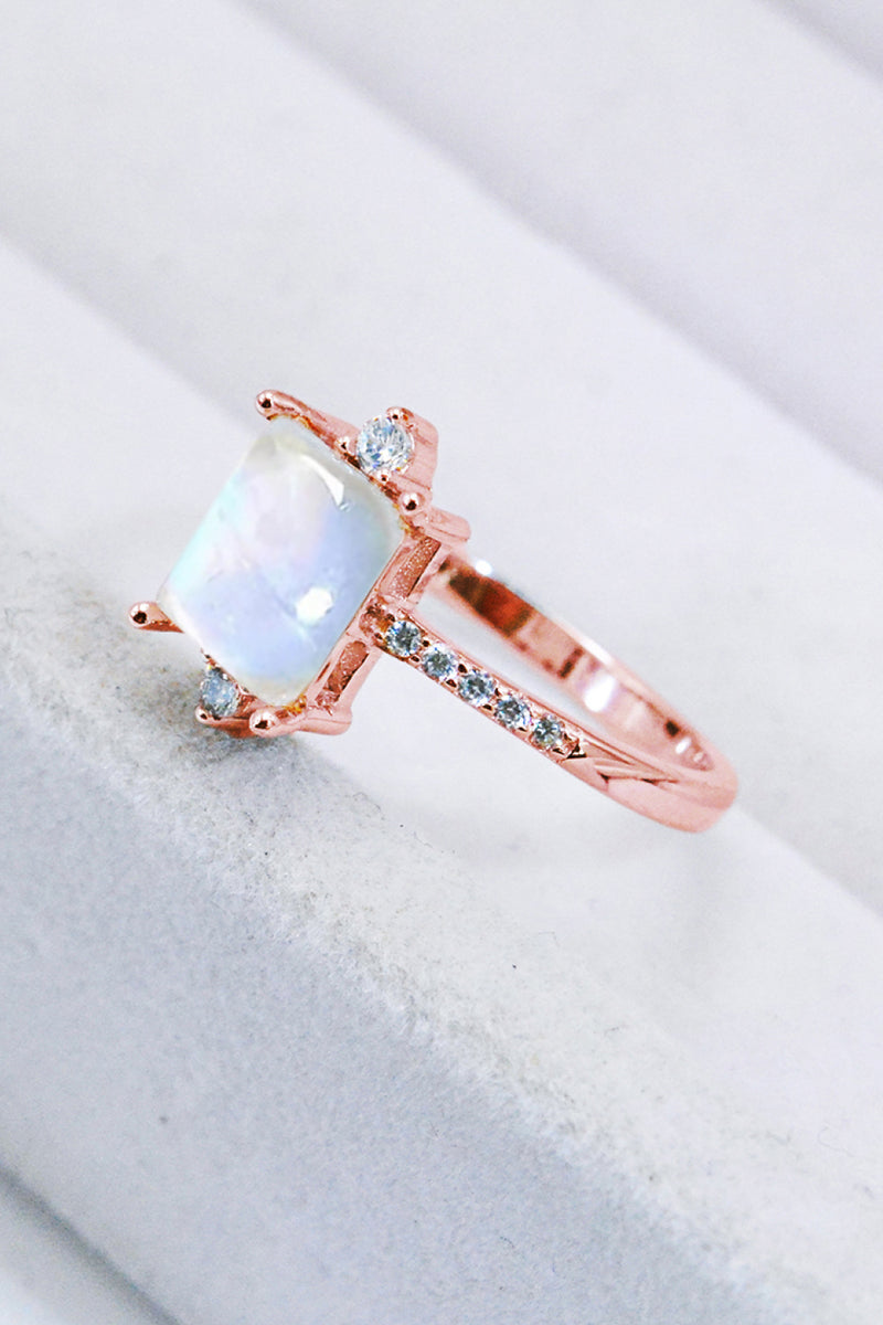 925 Sterling Silver Square Moonstone Ring Trendsi