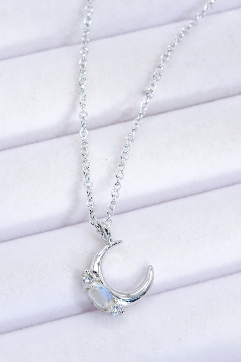 Natural Moonstone Moon Pendant Necklace Trendsi