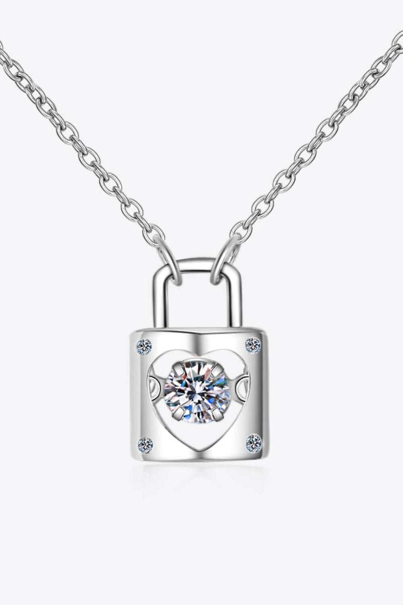 Moissanite Lock Pendant Necklace Trendsi