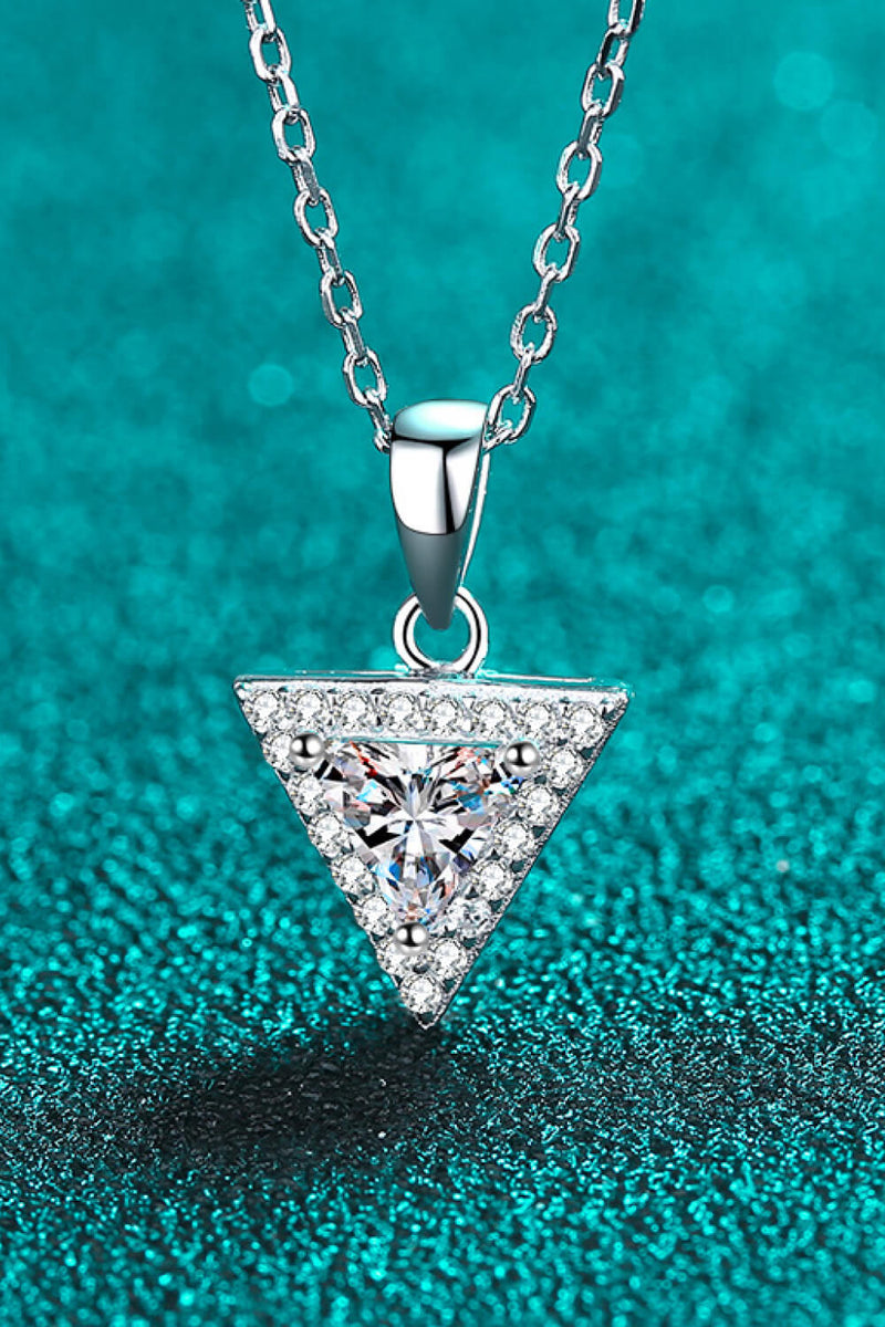 925 Sterling Silver Triangle Moissanite Pendant Necklace Trendsi