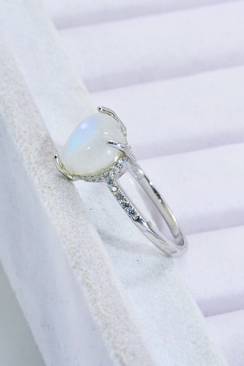 Heart-Shaped Natural Moonstone Ring Trendsi