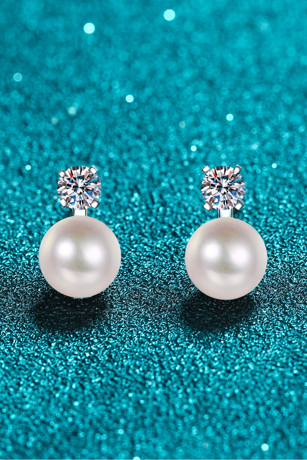 Moissanite Pearl Stud Earrings Trendsi