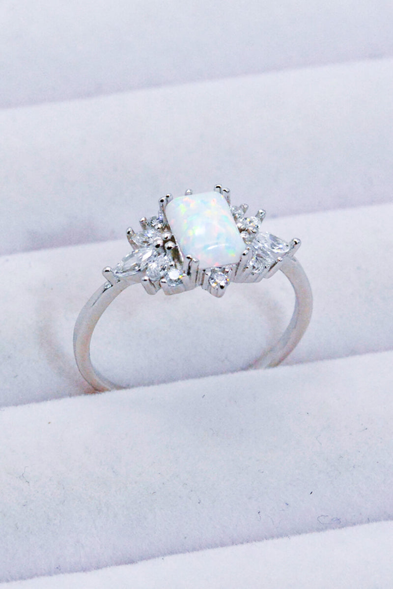 925 Sterling Silver Zircon and Opal Ring Trendsi