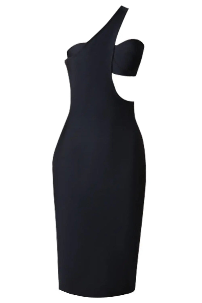 One-Shoulder Cutout Bandage Dress - Madikfashions.com