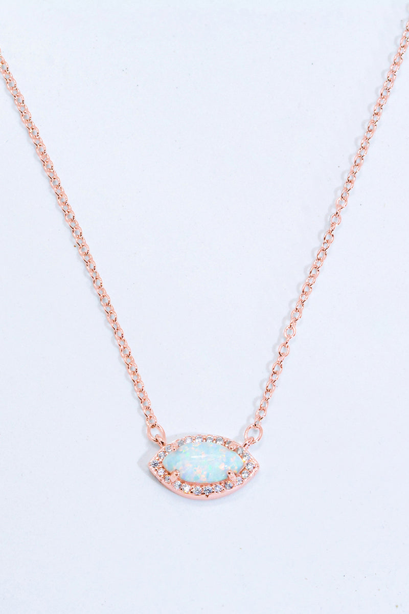 18k Rose Gold-Plated Opal Pendant Necklace Trendsi