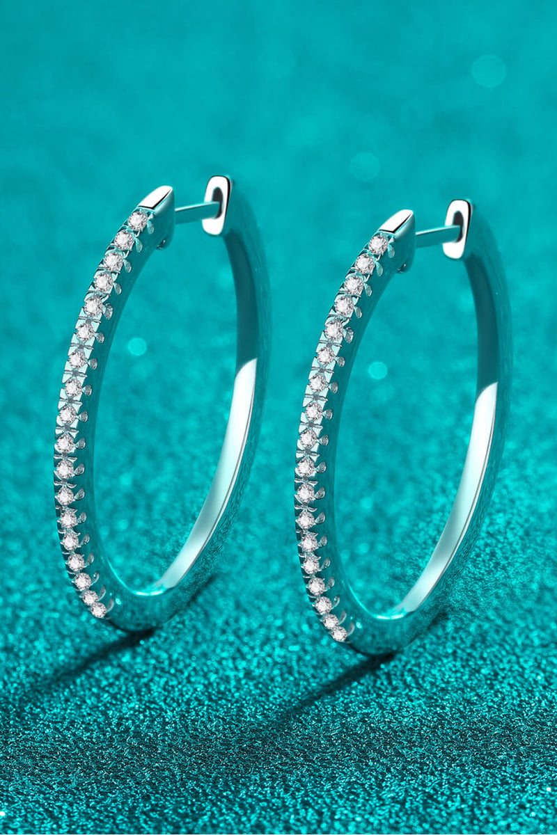 Rhodium-Plated Moissanite Hoop Earrings Trendsi